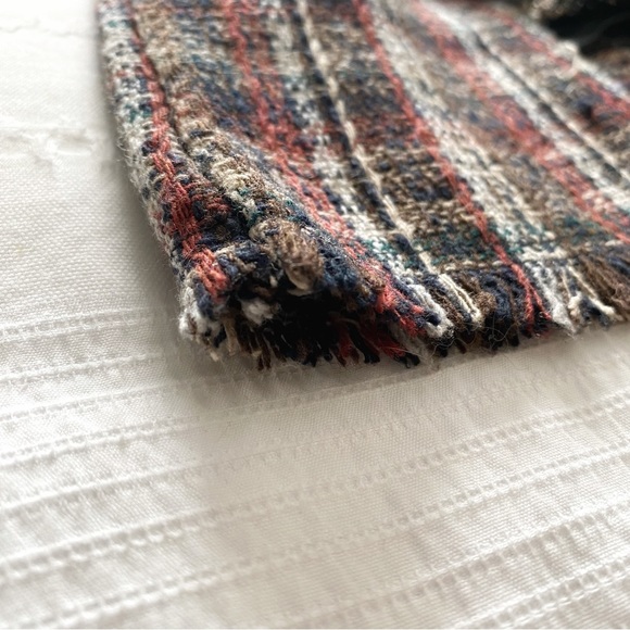 SADIE & SAGE BROWN RUST PLAID FRAY HIGH WAIST MINI SKIRT - S - Picture 9 of 10